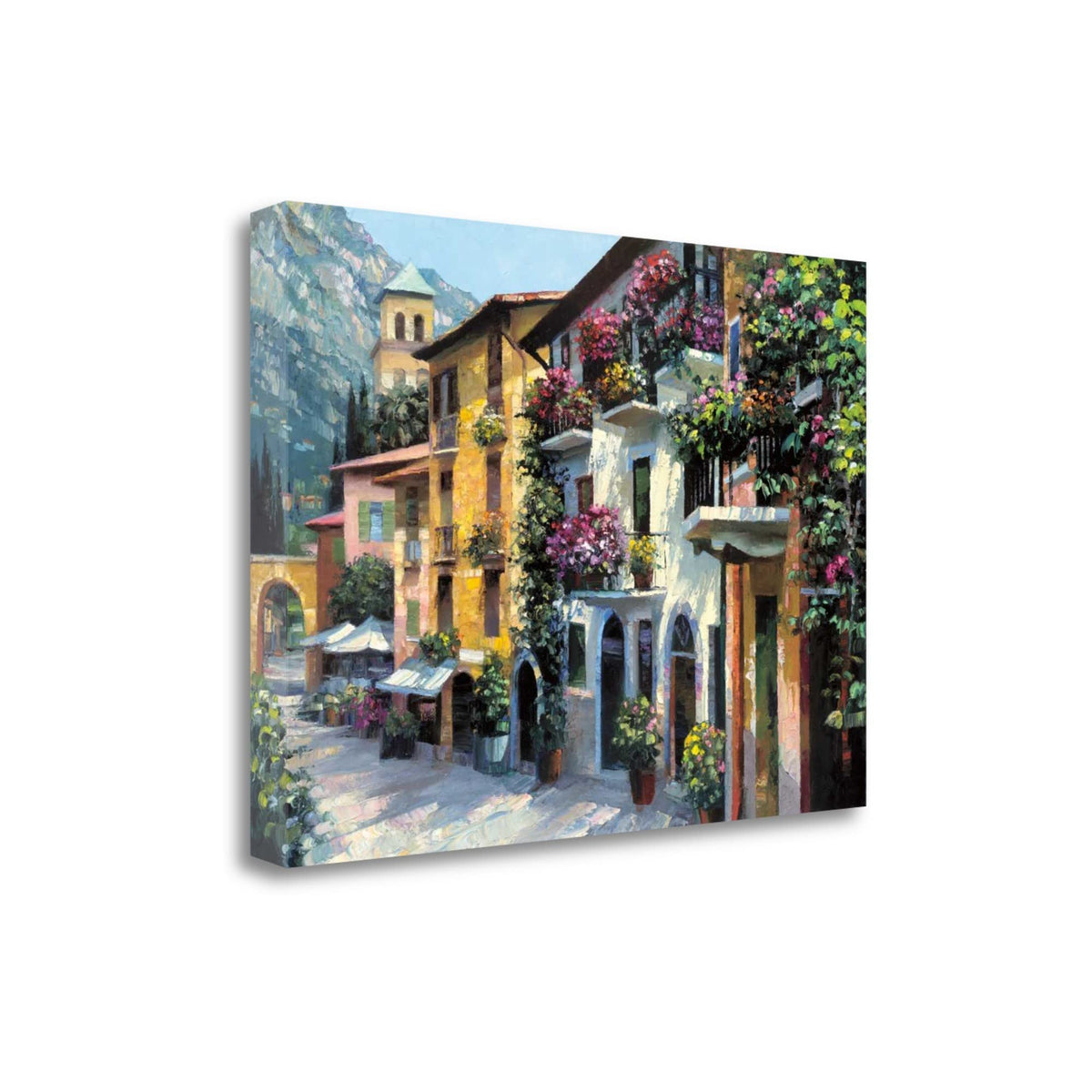 29' Village Pathway and Colorful Buildings Giclee Wrap Canvas Wall Art