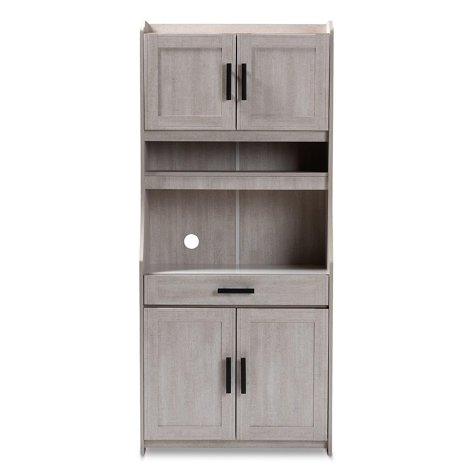 Baxton Studio Portia Modern and Contemporary 6-Shelf White-Washed Wood Kitchen Storage Cabinet