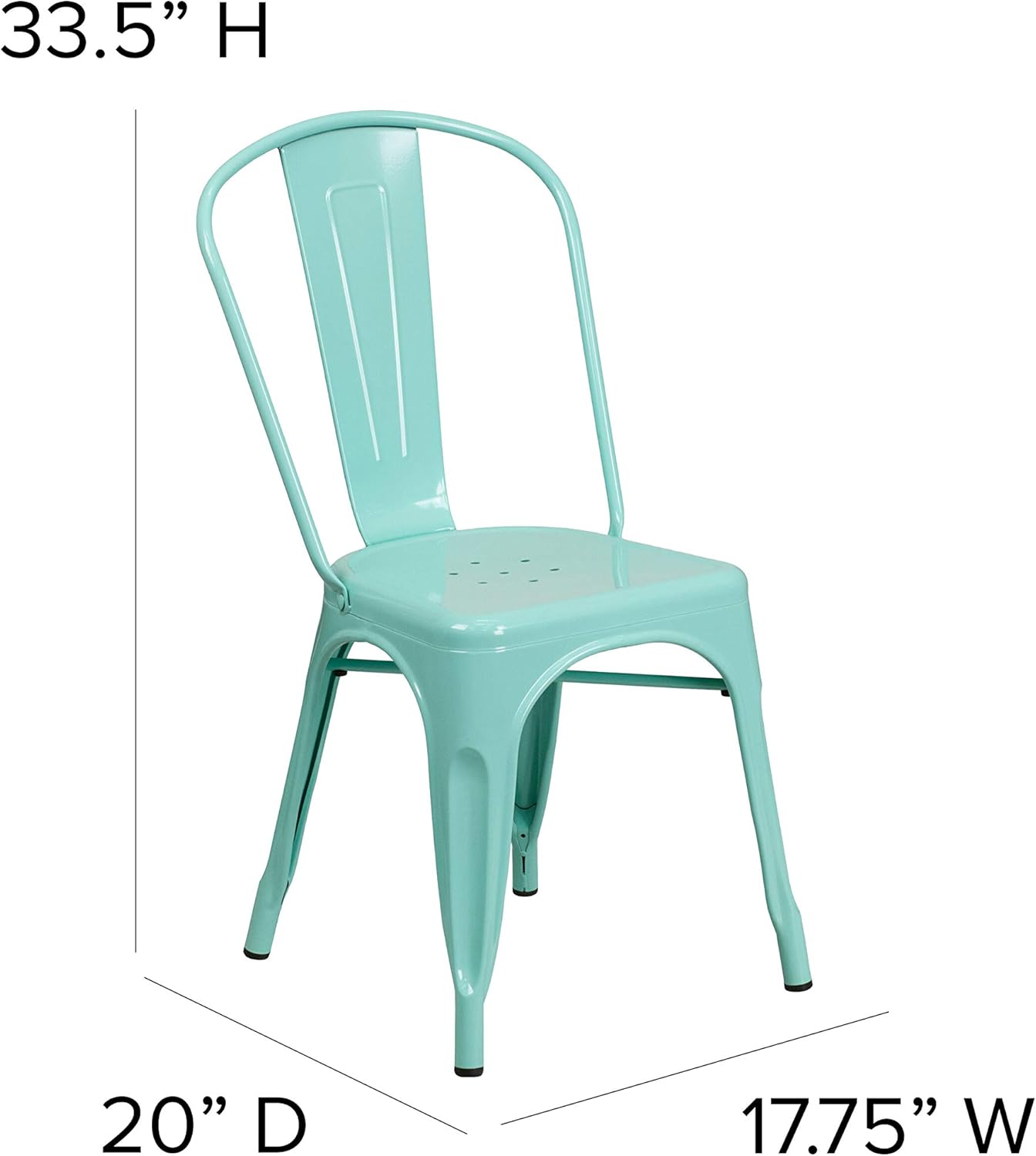 Commercial Grade 31.5 Square Green Metal Indoor-Outdoor Table Set with 4 Stack Chairs