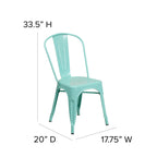Flash Furniture Commercial Grade Mint Green Metal Indoor-Outdoor Stackable Chair