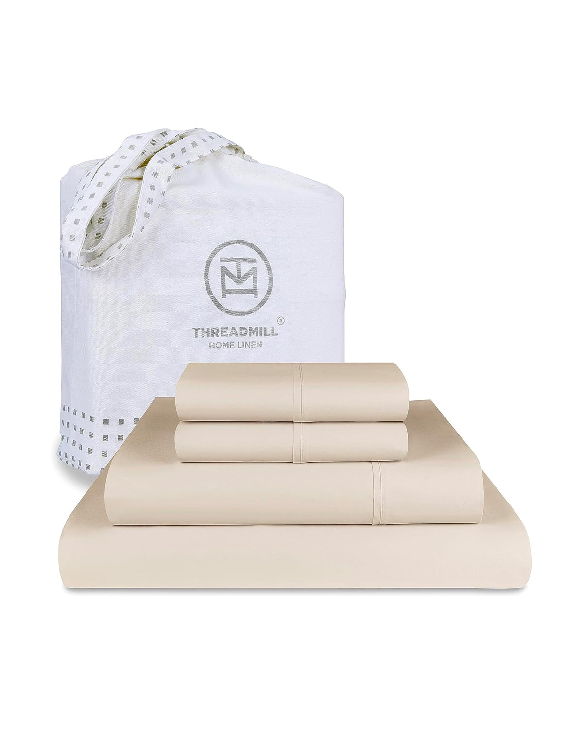 Threadmill Luxury 800 Thread Count Queen 100% Cotton Sheets - Light Beige Sateen Weave Bed-Sheets, Better Than Egyptian Cotton,4
