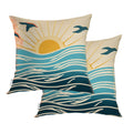 Baonews Summer Pillow Covers 18X18, Beach Pillow Sun Pillow Lake Pillow Birds Pillow Case Sun Rising Couch Cover Digital Blended