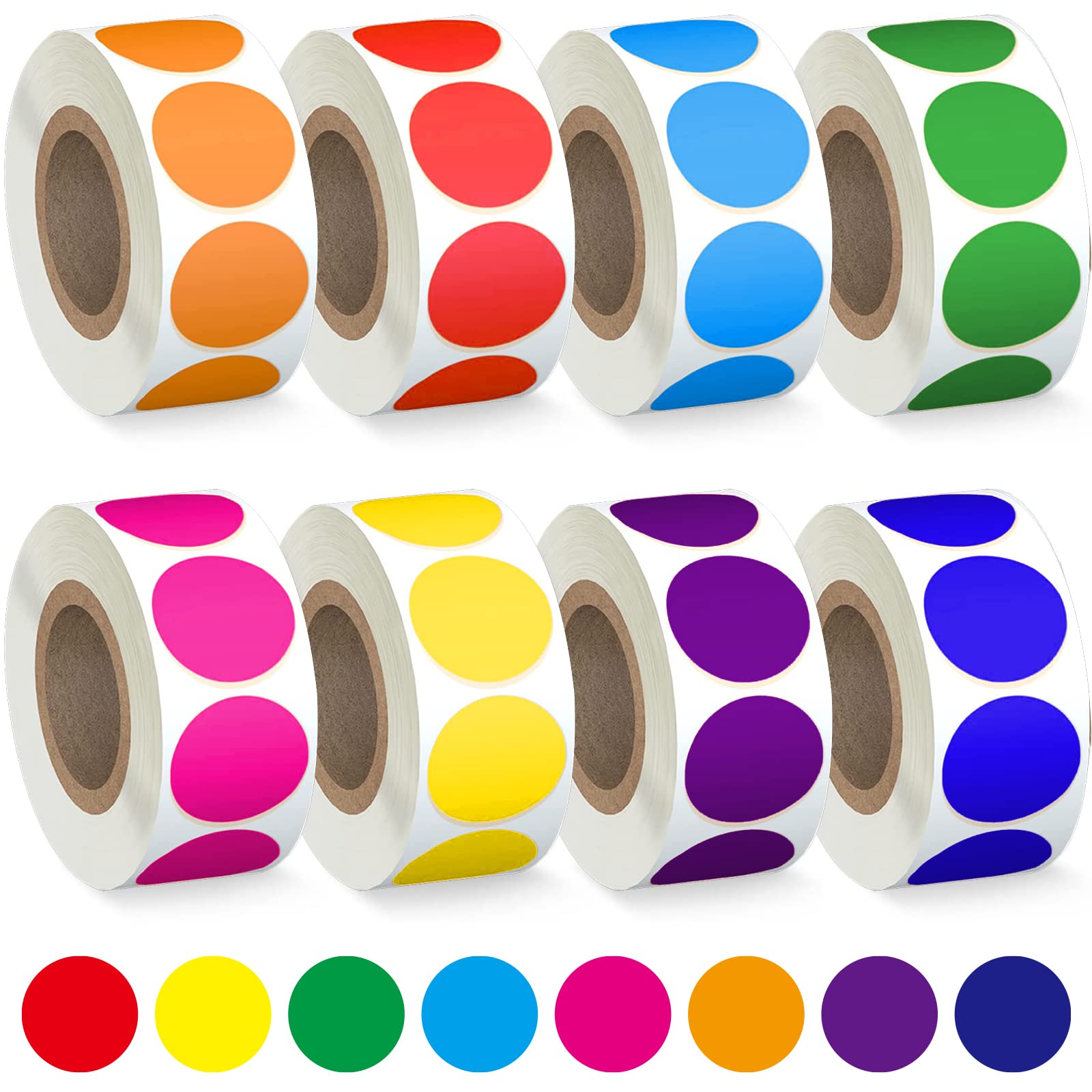 4000 Pcs 3/4' Colored Dot Stickers Circle Color Coding Labels, 8 Color Style Colorful Coding Label Sticker For Office, Student