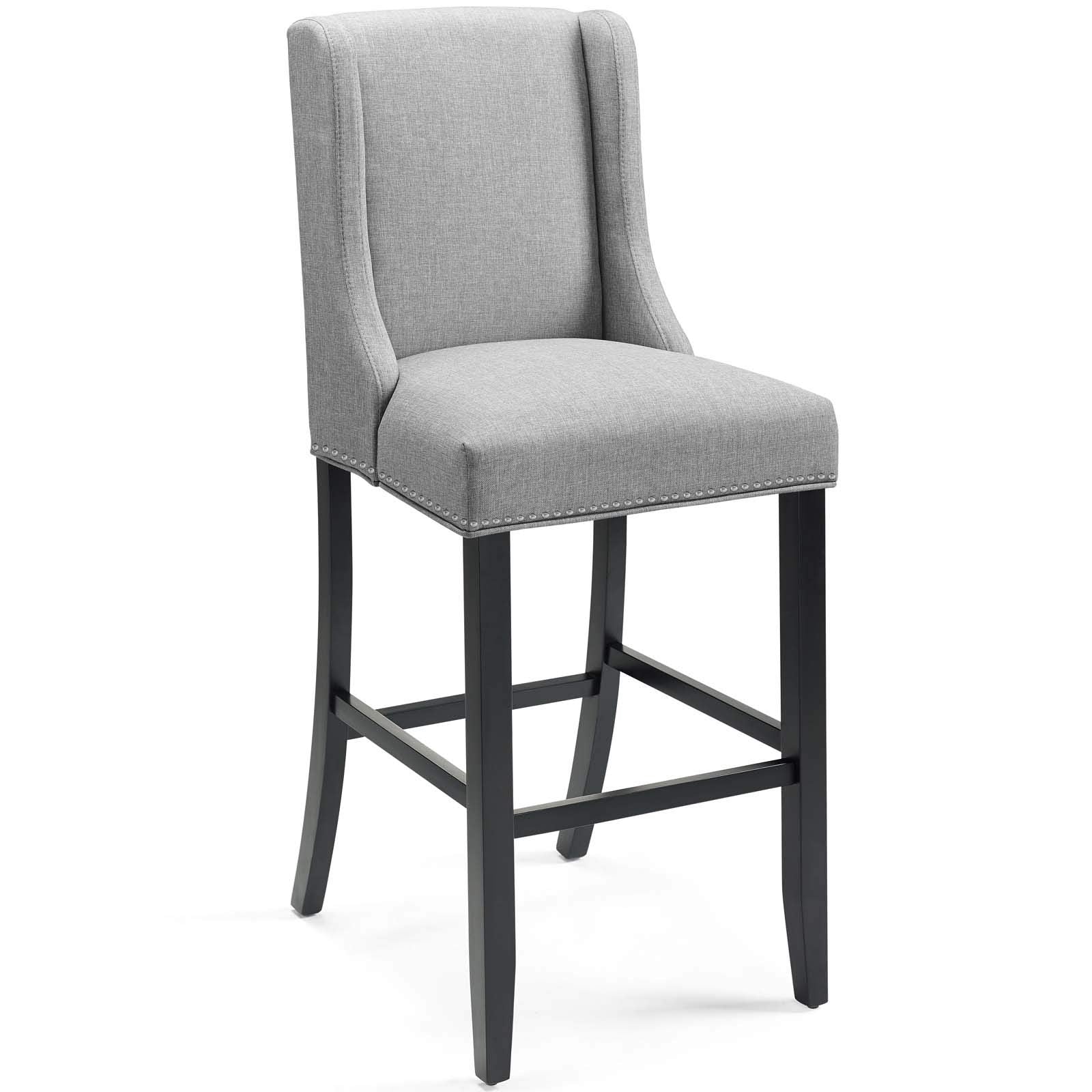 Modway Baron Fabric Upholstered Dining Bar Stool In Light Gray
