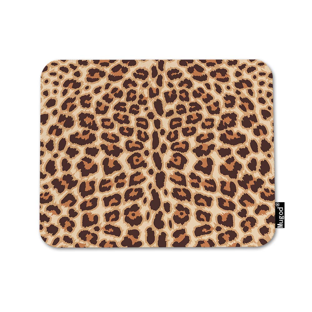 Mugod Animal Print Mouse Pad Leopard Pattern Sexy Fashionable Chocolate Color Brown Mouse Mat Non-Slip Rubber Base Mousepad For