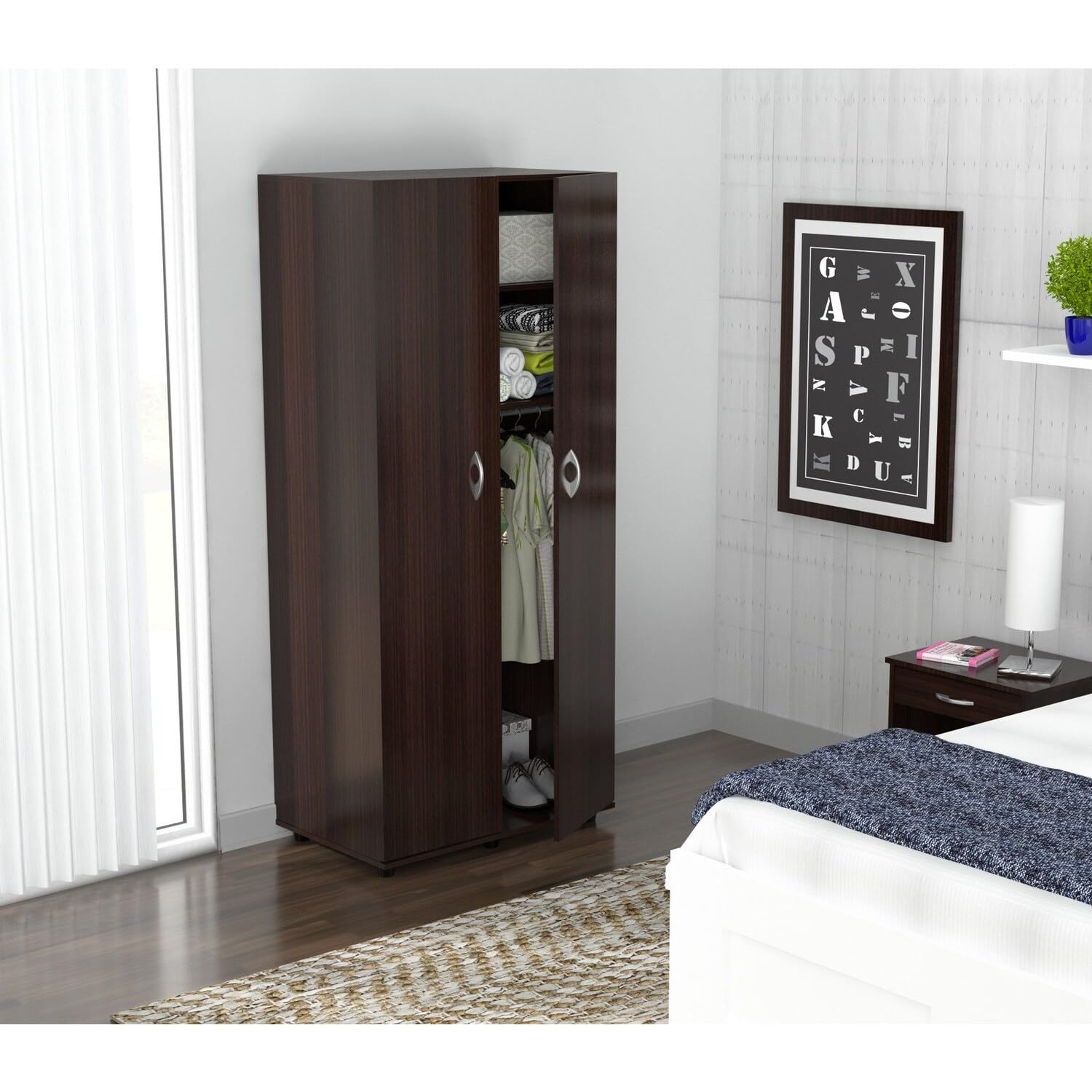 Inval America Two Door Armoire Wardrobe, Espresso