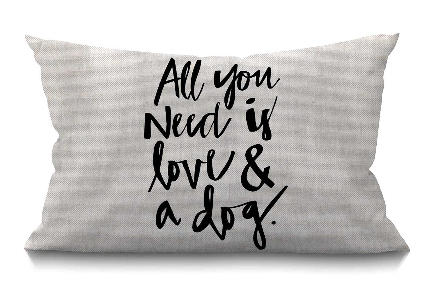 12X20 Inches Pillow Cover Rustic Farmhouse Decor All You Need Is Love And A Dog Lover Pillowcases Cotton Linen Inspirational Let