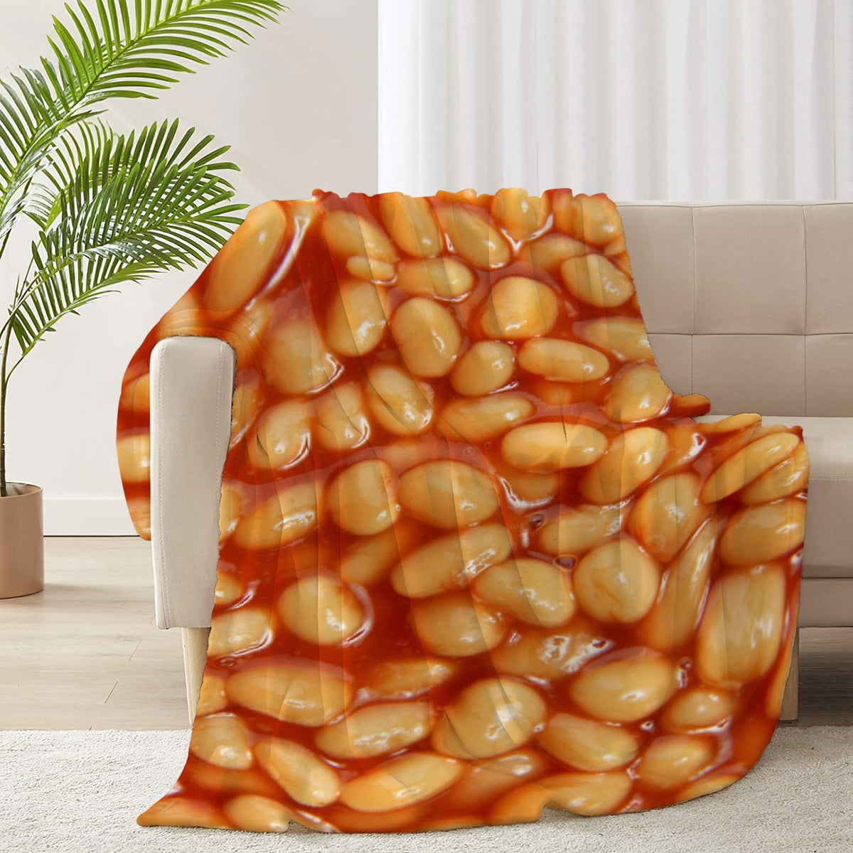 Baked Beans Blanket Throw Super Soft And Cozy Blankets For Home Decoration, Couch, Bed, Sofa 50 In X 40 In Small For Kids For Al