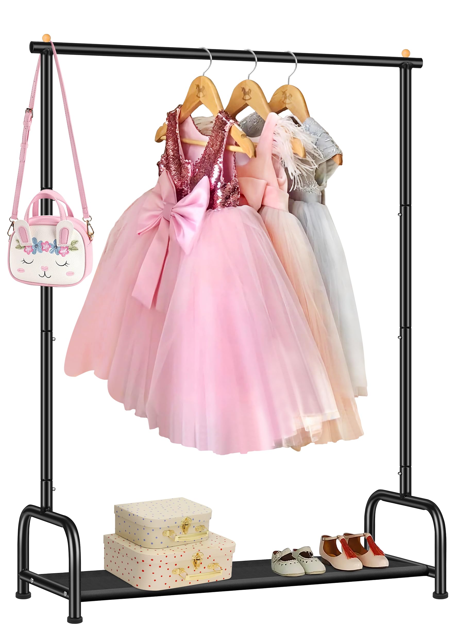 SLEEPING LAMB Kids Clothing Rack, Small Baby Clothes Rack with Bottom Storage Shelf, Toddler Clothes Hanger Rack with Bottom Sto