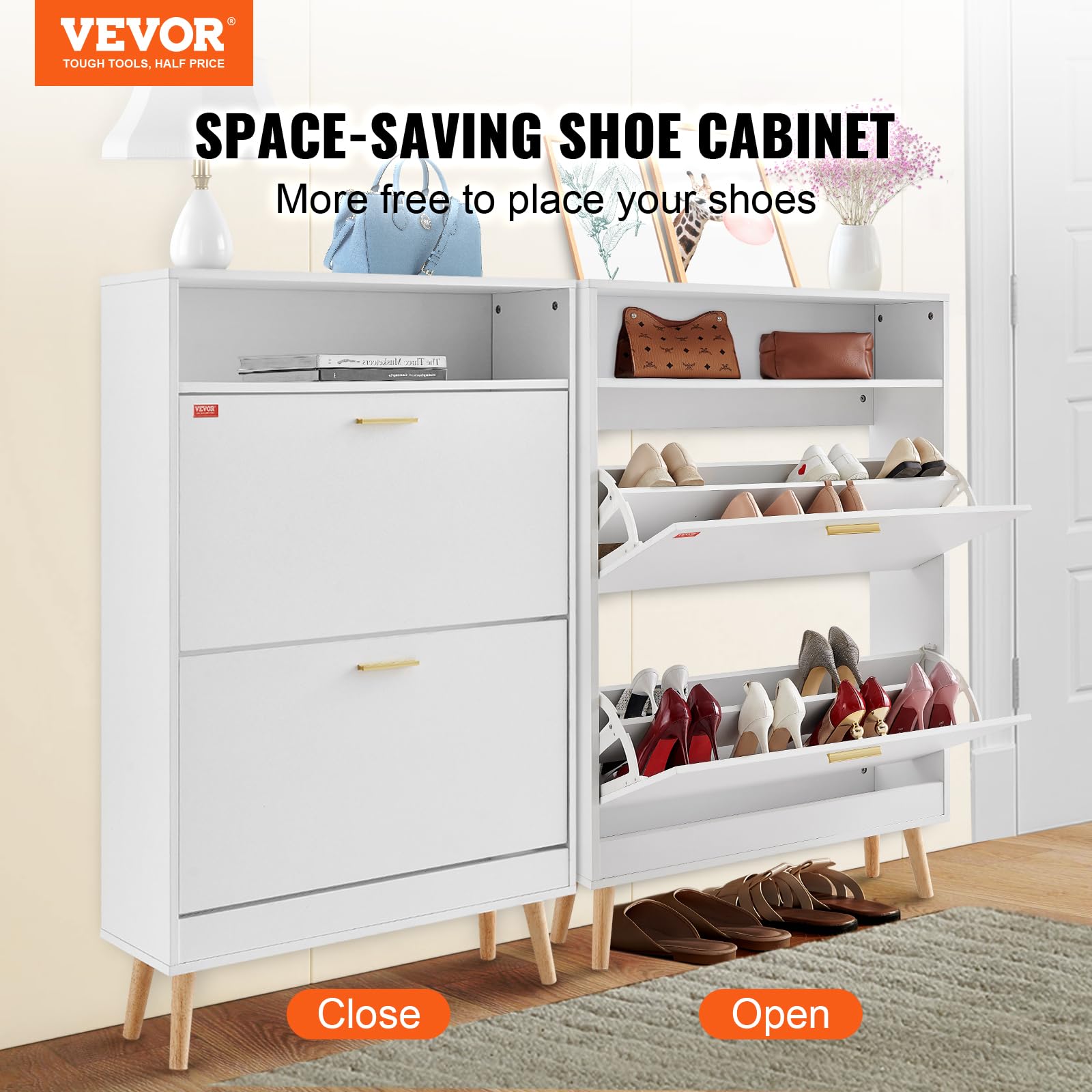 Vevor Shoe Storage Cabinet For Entryway, 31.5' D X 9.4' W X 47.3' H, White