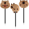 Zuazaor 3 Pieces Positive Capybara Fuzzy Pens Funny Pens Pom Pom Ballpoint Pen Fluffy Pompoms Plastic Rollerball Pens for Women 