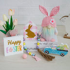 Easter Decorations, 5Pcs Easter Gnome Tiered Tray Decor, 3 Glitter Easter Wood Signs, Truck Full Of Eggs, Easter Bunny Gnome Plu