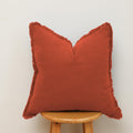 Hckot Linen Christmas Pillow Cover 18X18 Inch Red Throw Pillow Cover With Tassel Fringed Decorative Rustic Throw Pillows For Cou