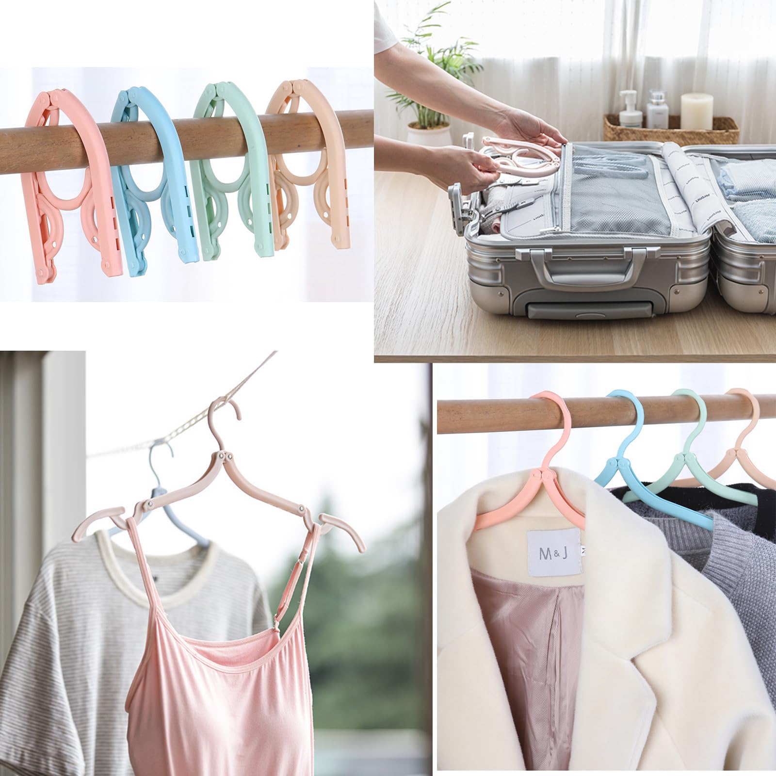 MYLDH 12Pcs Foldable Travel Hangers - Colorful Portable Space-Saving Clothes Hangers for Business Trips