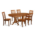 East West Furniture PLML7-SBR-W 7 Piece Kitchen Table Set Consist of an Oval Dining Table with Butterfly Leaf and 6 Dining Room Chairs, 42x78 Inch, Saddle Brown