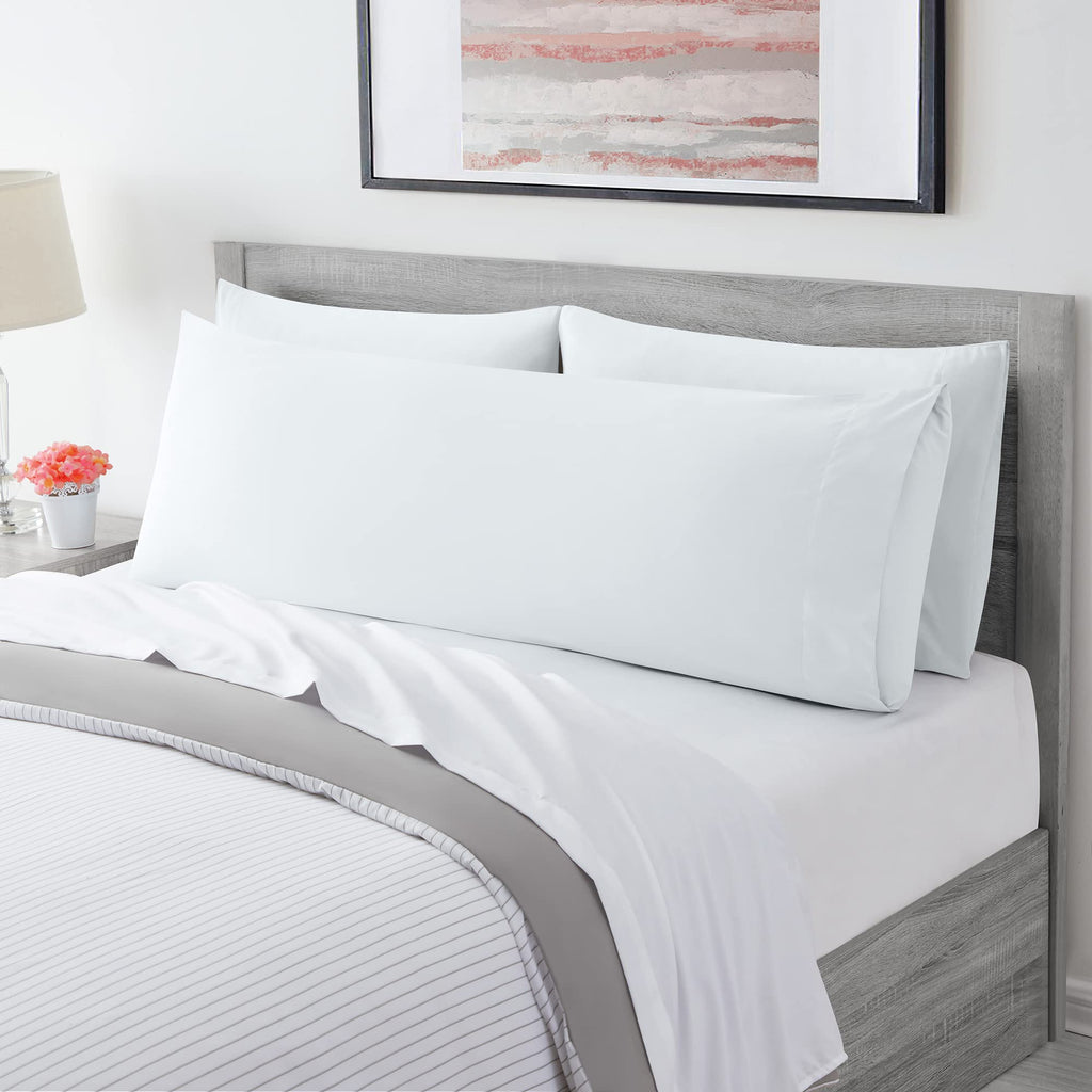 Mellanni White Body Pillow Case - Silky Soft Double Brushed Microfiber - Envelope Closure Cover For Body Pillow - Wrinkle, Fade, And Stain Resistant (1 Body Pillowcase, White)