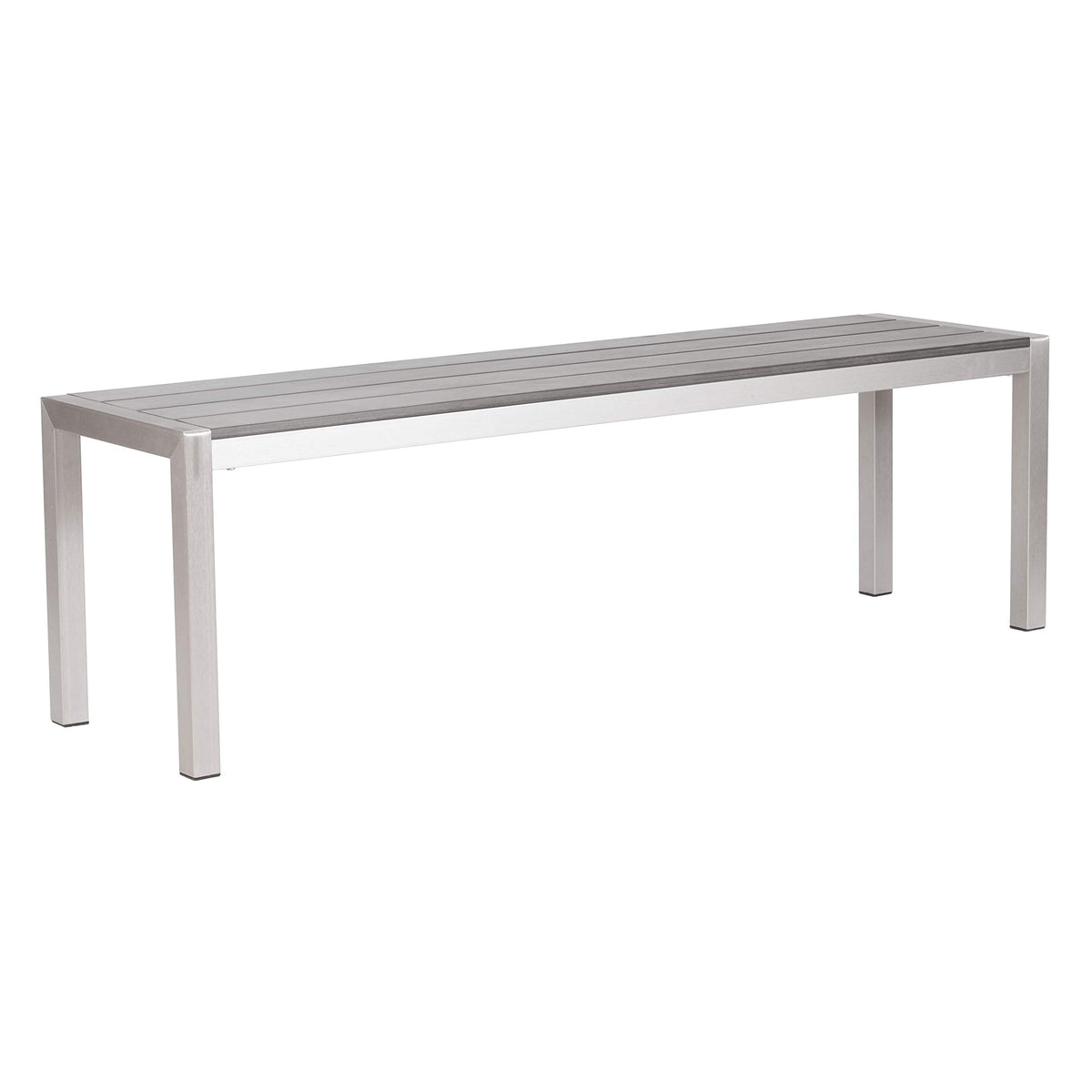 Zuo Outdoor Metropolitan Bench Chair, Brushed Aluminum