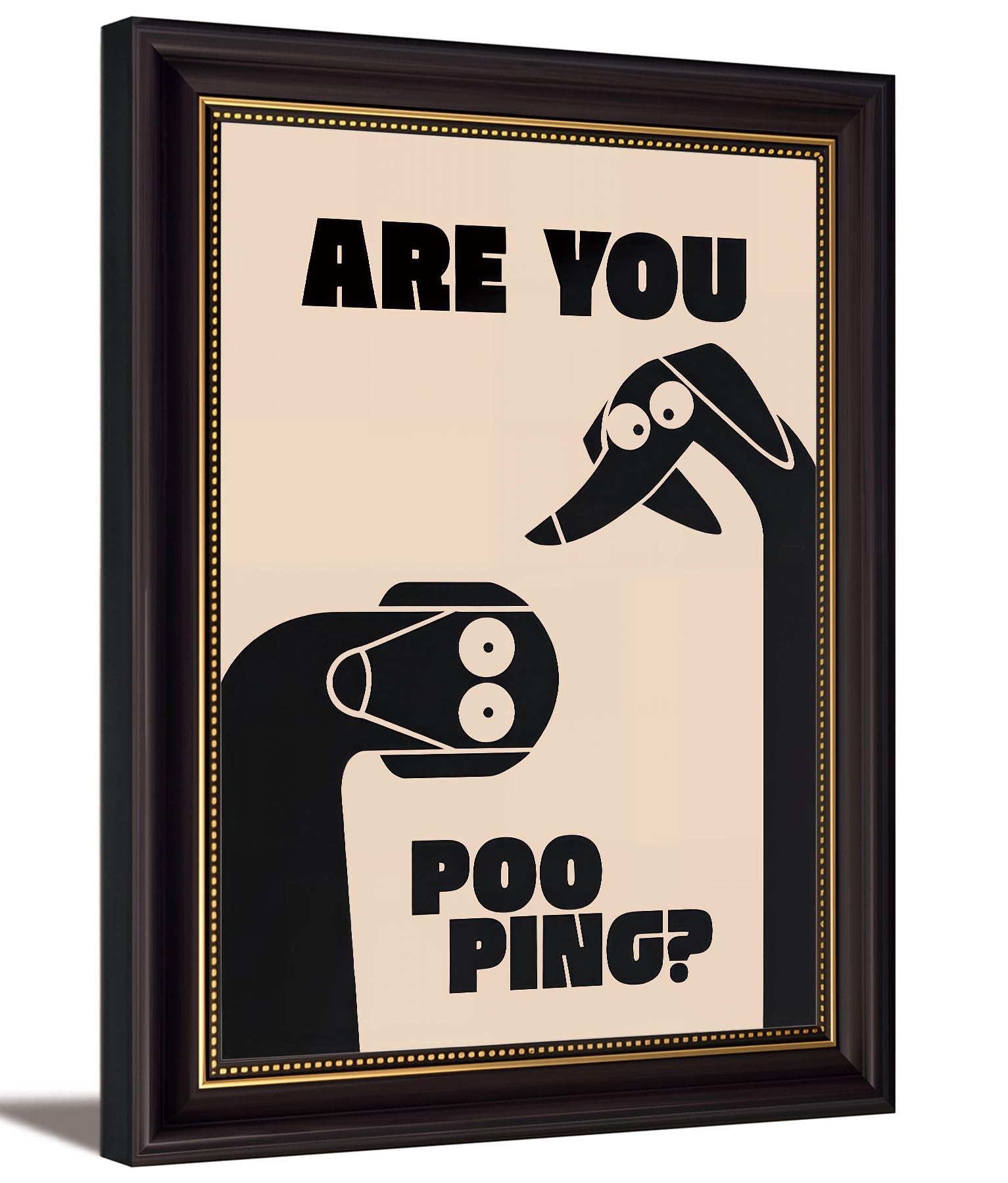Dark Brown Framed Funny Bathroom Dog Canvas Wall Art Are You Pooping Wall Decor Picture Humor Bathrooms Animal Poster Print Pain