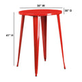 Flash Furniture Philip Commercial Grade 30" Round Red Metal Indoor-Outdoor Bar Height Table