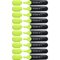 Schneider Job Highlighter, Chisel Tip, 1 + 5 Mm, Black Barrel, Yellow Ink, Box Of 10 Highlighters (1505)