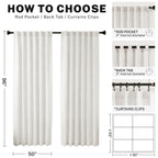 Meetbily Ivory Linen Curtains 96 Inches Long For Living Room 2 Panel Set Back Tab Modern Farmhouse Boho Linen Drapes Off White S