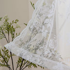 Seekright White Kitchen Curtains 30 Inch Length Rod Pocket Light Filtering Sheer Lace Cafe Curtains 2 Panels Set Modern Floral L