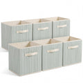 Amyhill 6 Pack Green Striped Basics Collapsible Fabric Storage Bins