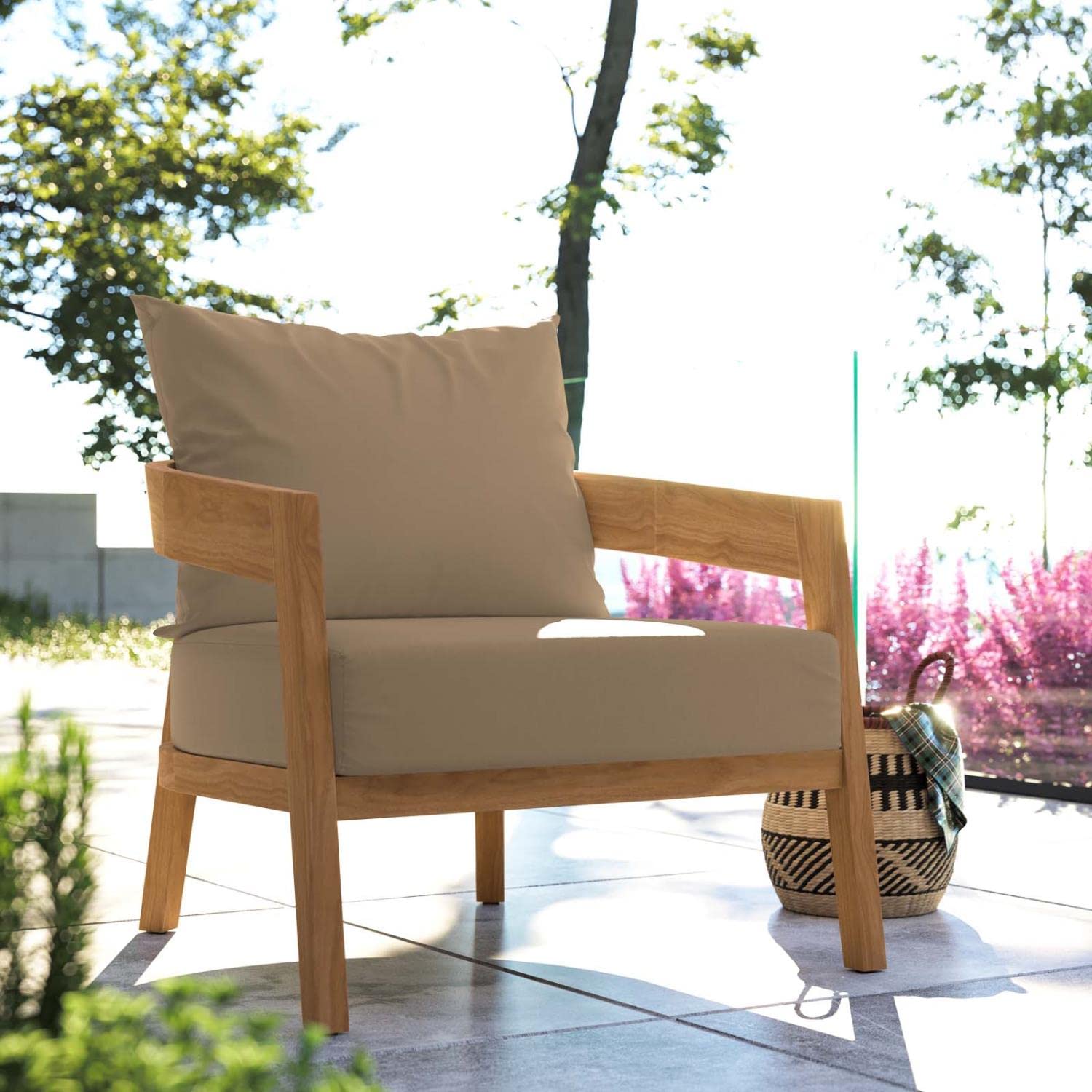 Brisbane Teak Wood Outdoor Patio Armchair - Thumbnail 2