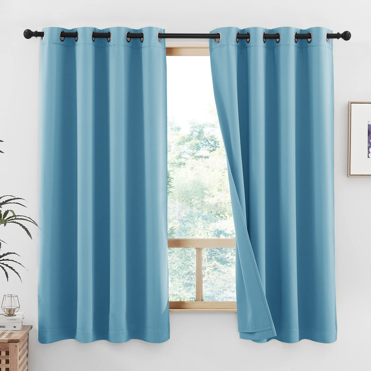 Nicetown 100% Blackout Curtains With Same Color Liners, Thermal Insulated Full Blackout 2-Layer Lined Drapes, Energy Efficiency