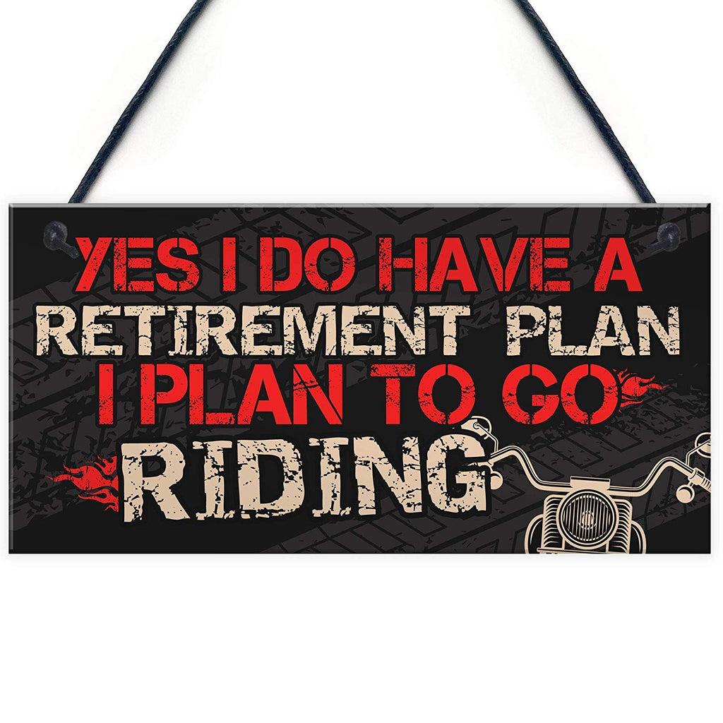 Meijiafei MOTORCYCLE Sign Man Cave Hanging Plaque Gifts For Dad Grandad Brother Gifts For Men Retirement Keepsake 10' X 5'