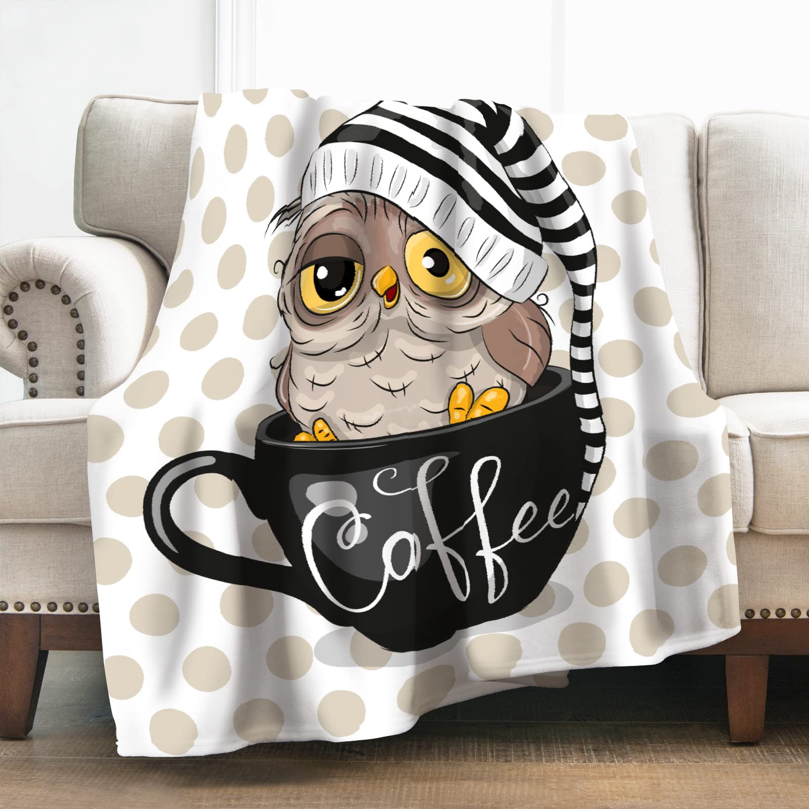 Levens Colorful Owl Blanket Gifts For Girls Women Boys Decor For Home Bedroom Living Room Office Dorm, Soft Cute Lightweight Plu