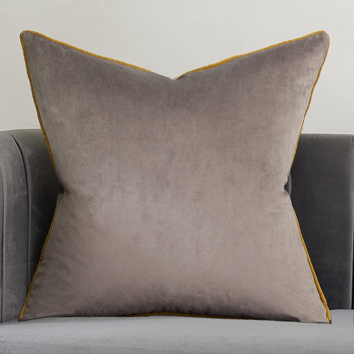 Avigers 24 X 24 Inches Gray Solid Cushion Case Luxury Modern Square Throw Pillow Cover Decorative Pillow For Couch Living Room B