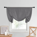 NICETOWN Tie Up Curtain - Small Kitchen Curtains and Valances Set Blackout Adjustable Silver Rod Pocket Roman Shades for Window 