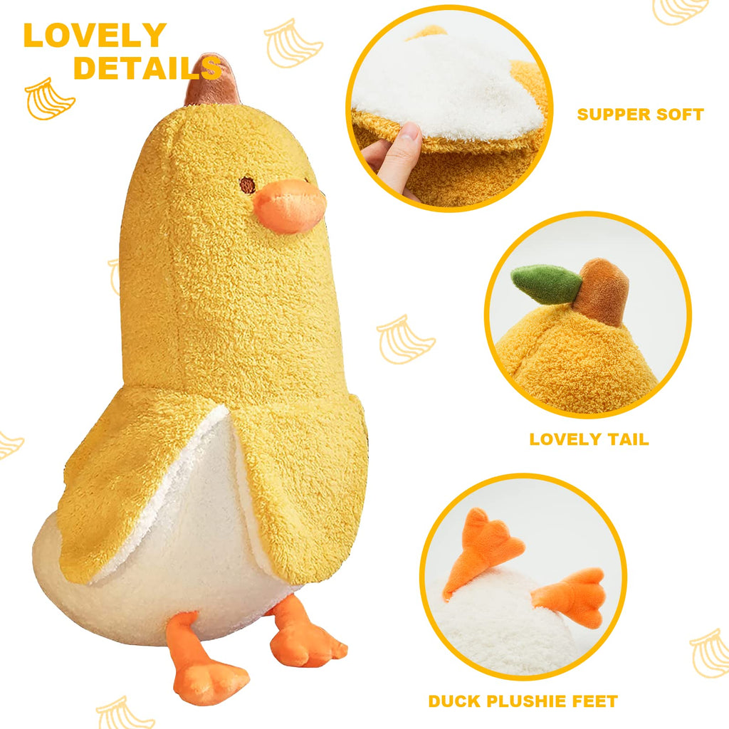 Peach Cat Banana Duck Plush Toy Cute Plushie Hugging Plush Pillow Duck Stuffed Animal For Girls And Boys Yellow 19.7'