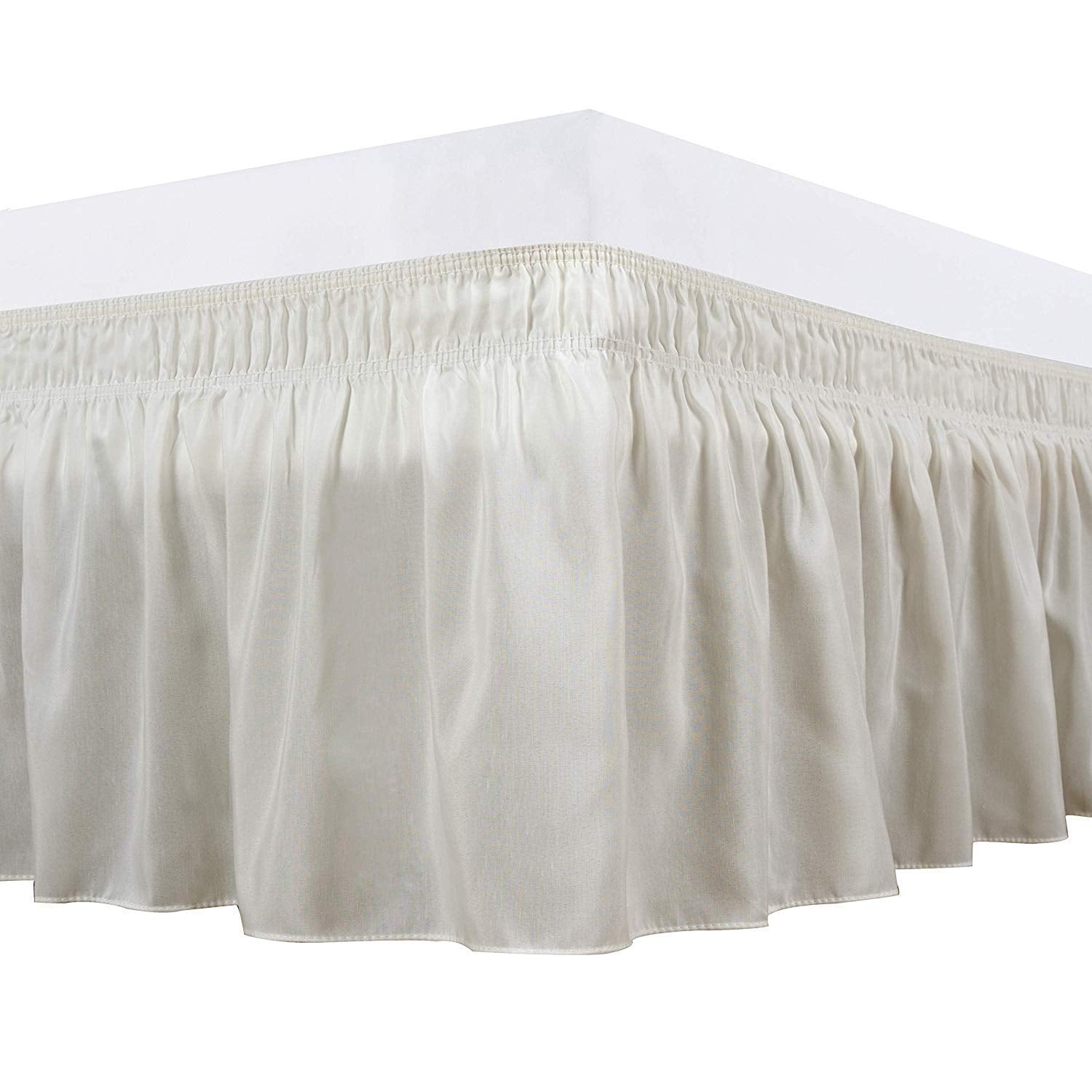 Elegant D  Cor Wrap Around Bed Skirts Solid For Full, Beds 11 Inches Drop, Elastic Dust Ruffles Easy Fit 650 Tc Wrinkle & Fade R