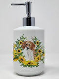 Caroline's Treasures CK2952SOAP Beagle in Sunflowers Ceramic Soap Dispenser Hand Soap Dispenser Pump Bottles for Bathroom Kitche