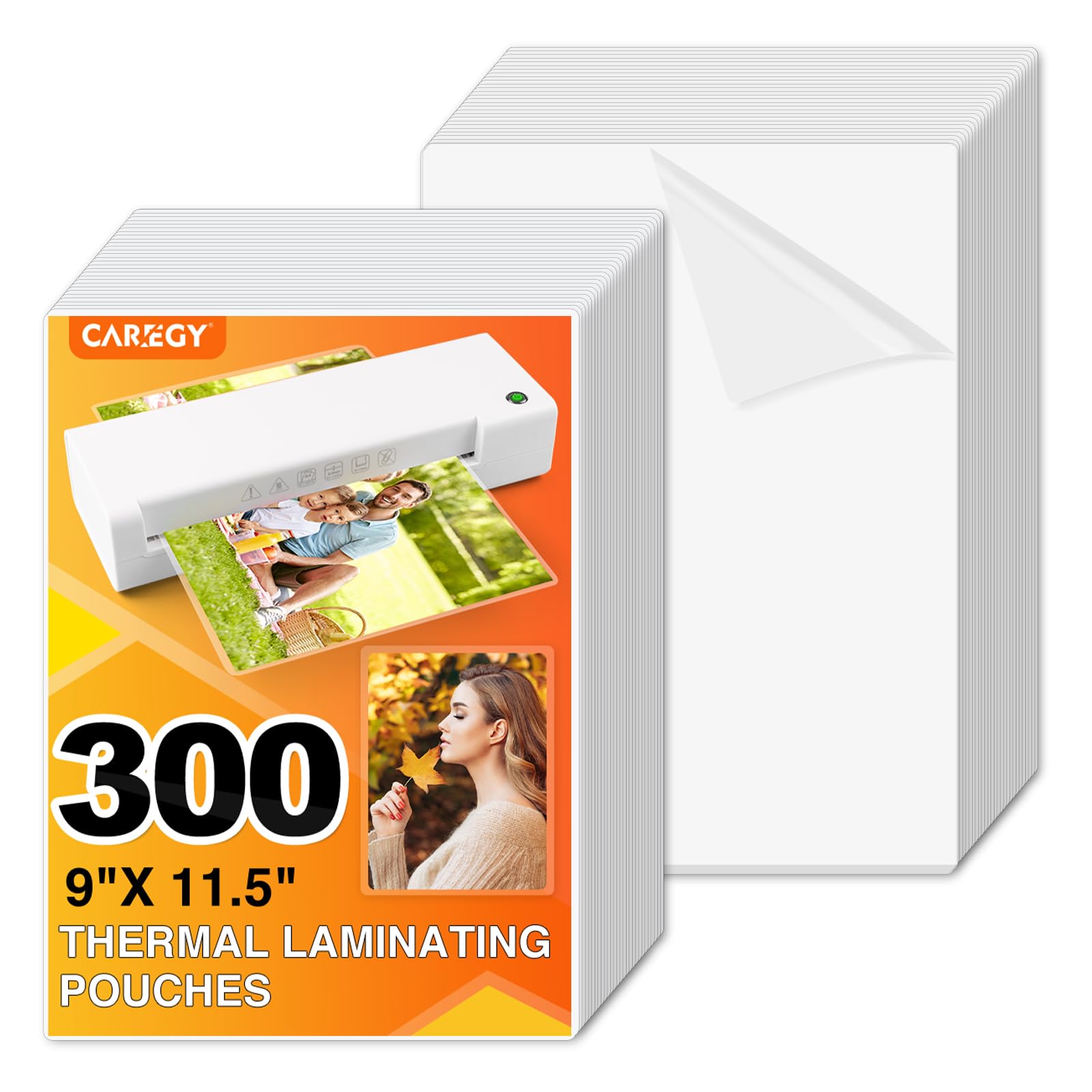 Caregy Thermal Laminating Pouches, 300 Pack Laminating Sheets, 3 Mil, 9 X 11.5 Inches Lamination Sheet Paper For Laminator, Clea