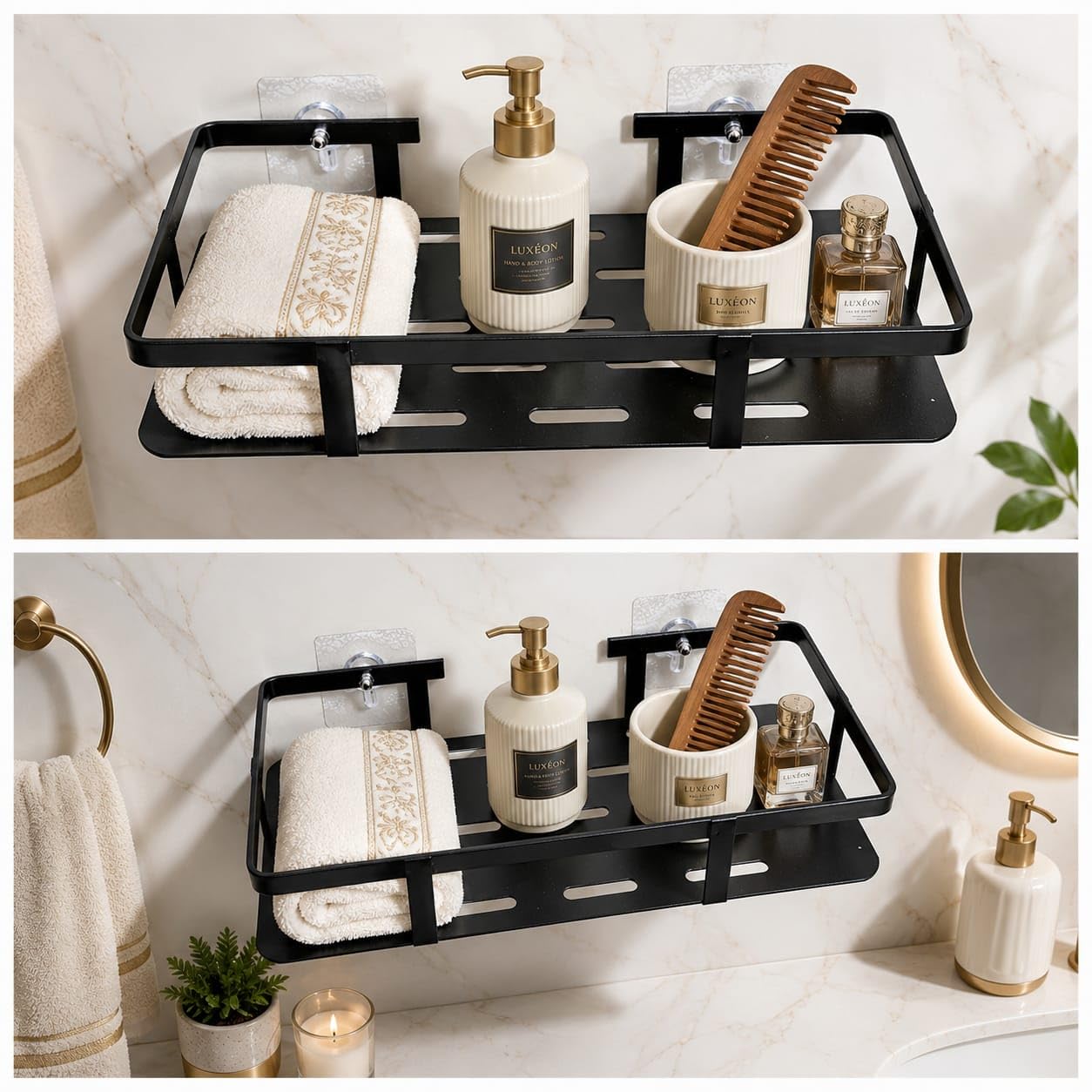 Dhrumit Pack Of 2, Self Adhesive Bathroom Shelf For Wall Shelf Organizer Wall Mounted Bathroom Shelves Rack Holder Stand For Bat