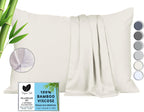 100% Viscose Bamboo Pillowcase Queen - 2-Pack Cooling Pillow Cases for Hot Sleepers, Zipper Viscose Bamboo Pillow Cases Queen Si