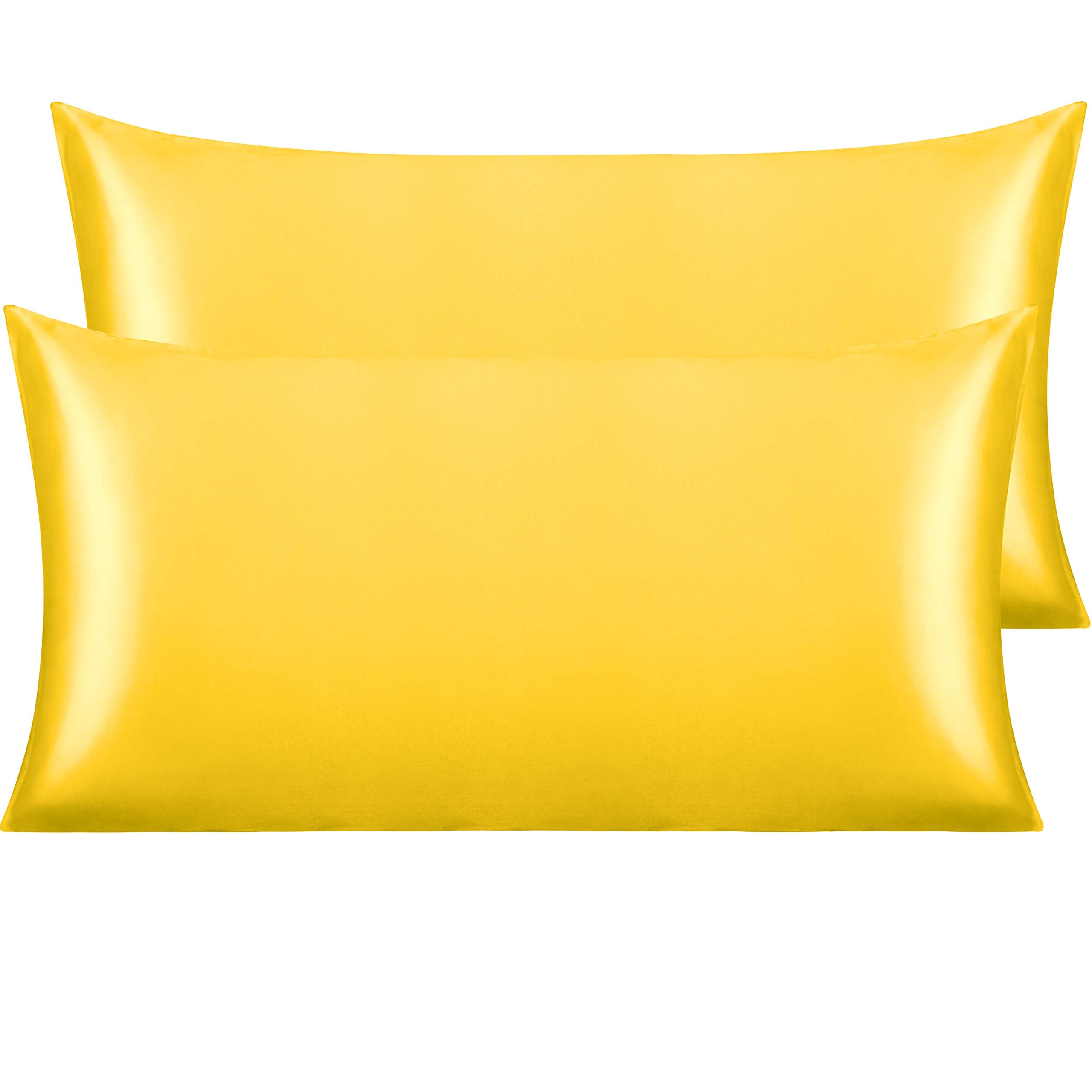 Ntbay 2 Pack Satin King Pillowcases For Hair And Skin, Luxurious And Silky Pillow Cases With Envelope Closure, 20X36 Inches, Yel