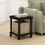 Furinno Turn-N-Tube Classic 2-Tier End Table, Side Table with Casters, Espresso/Black