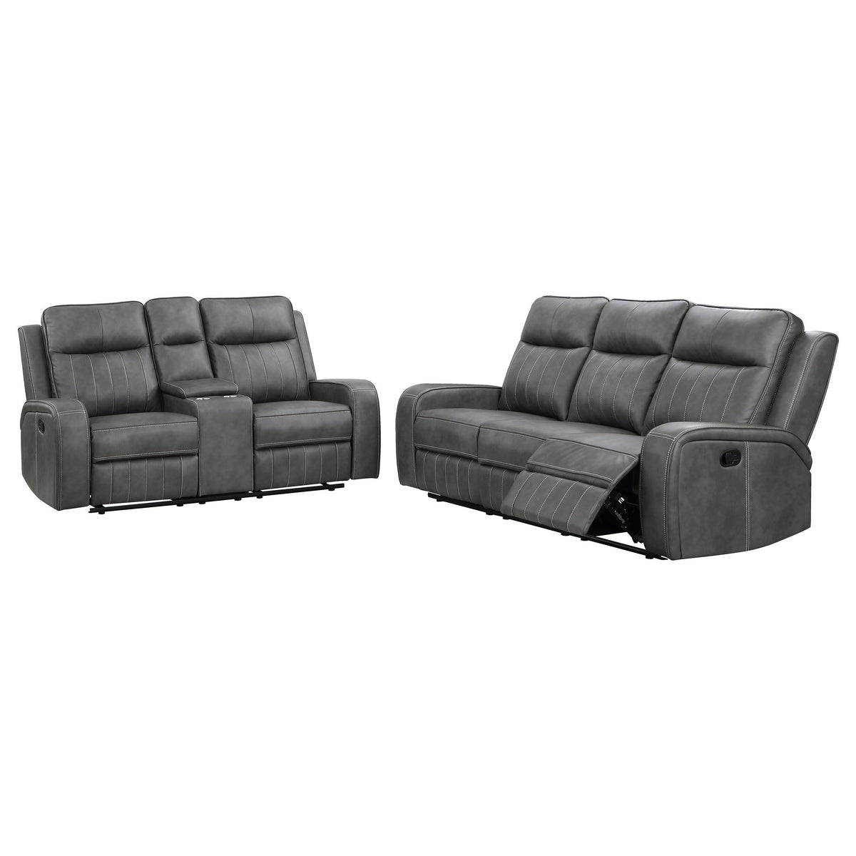 Coaster Home Furnishings Raelynn 2-Piece Upholstered Motion Reclining Sofa Set Grey