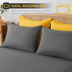 Cosybay Bed In A Bag Full Reversible Comforter Sets 7Pcs All Season Down Alternative Bedding Sets Yellow And Grey With Comforter