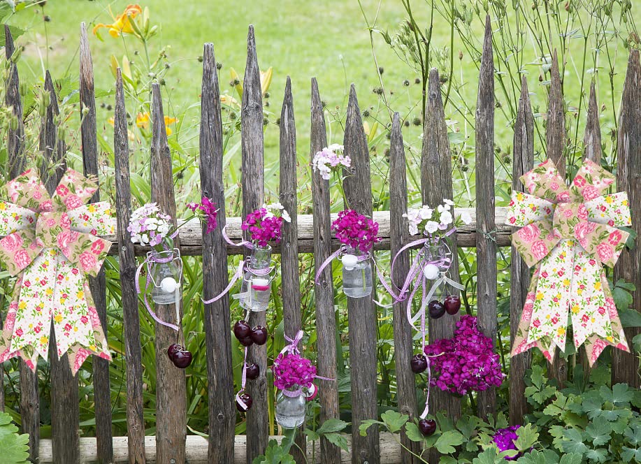 Hying 2Pcs Spring Rose Bows For Wreath, Burlap Flower Wreath Bows For Spring Summer D  Cor Village Countryside Pink Rose Bows Fo