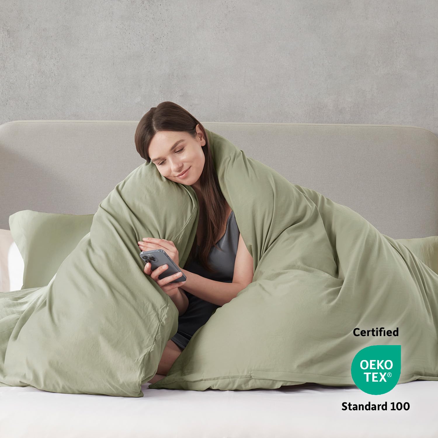 Nestl Twin Duvet Cover Set - Soft Prewashed Light Sage Duvet Cover Twin/Twin Xl, 2 Piece, With Zipper Closure, 1 Duvet Cover 68X90 Inches And 1 Pillow Sham