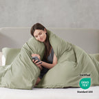 Nestl Light Sage Duvet Cover Queen Size - Soft Prewashed Queen Duvet Cover Set, 3 Piece, With Zipper Closure, 1 Duvet Cover 90X90 Inches And 2 Pillow Shams - No Comforter