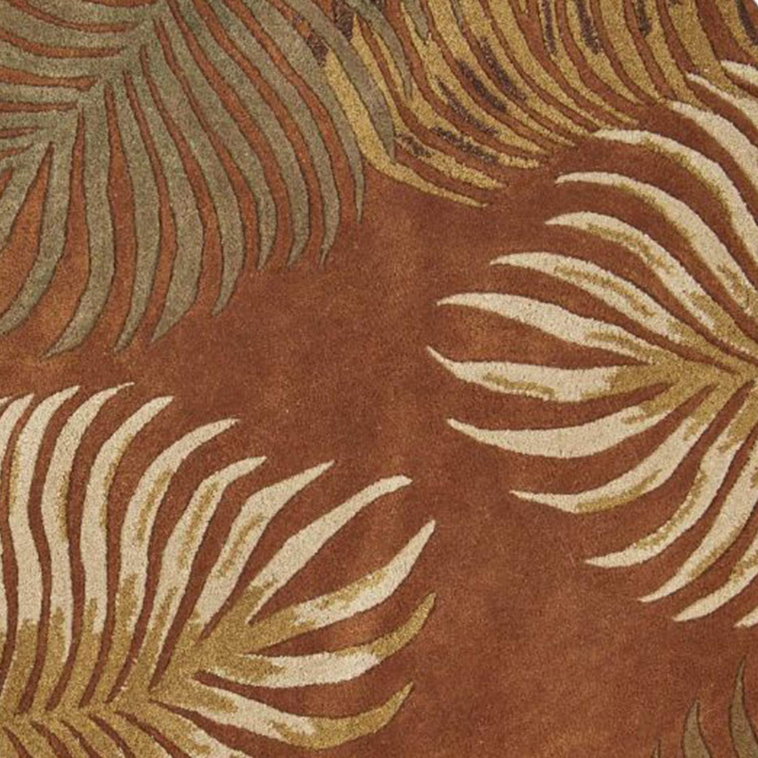 HomeRoots 7' Round Wool Rust Area Rug