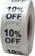 White 10% Percent Off Stickers For Retail 0.75 Inch 500 Adhesive Labels