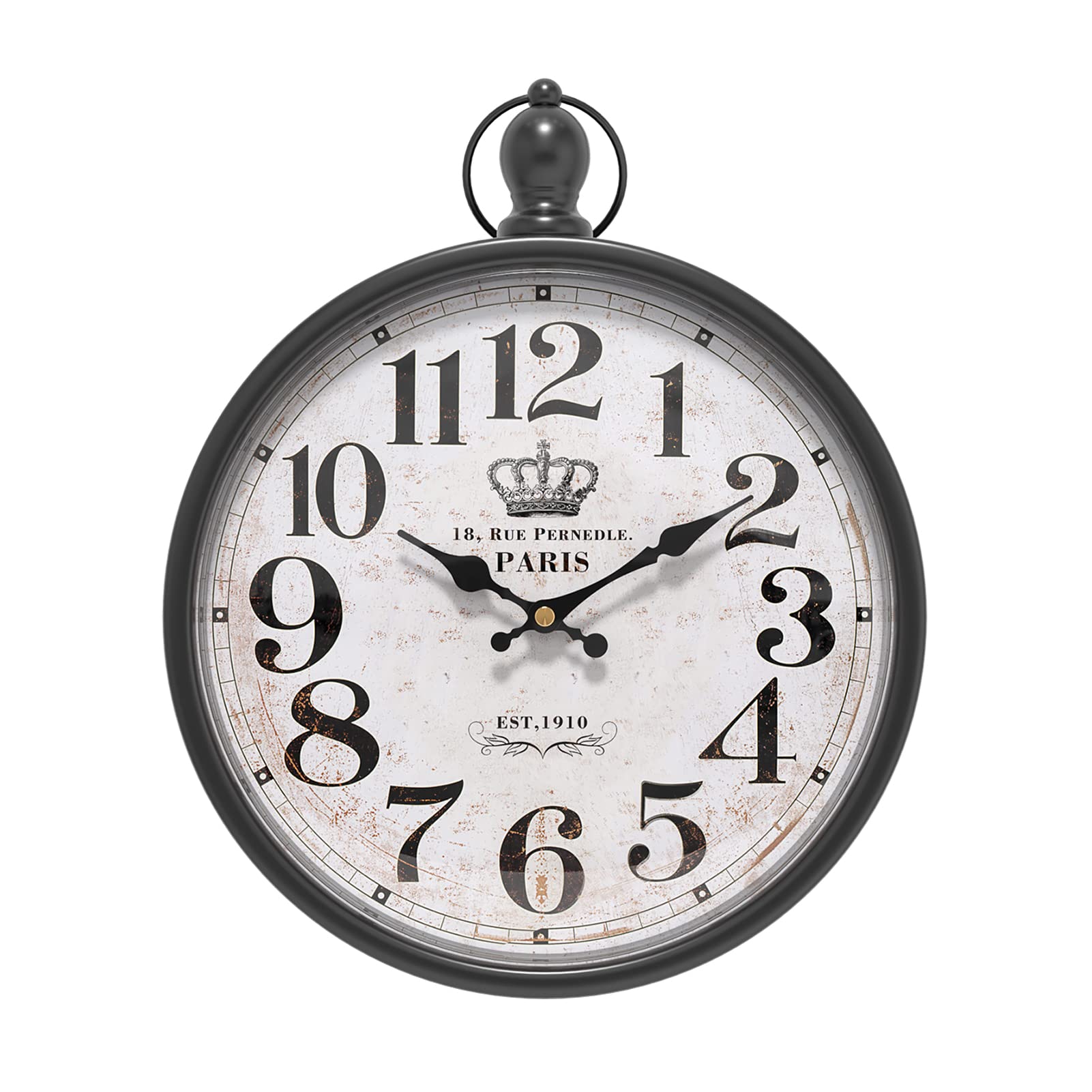 Menterry Retro Round Wall Clock. Black Vintage Antique Style Decor Wall Clocks for Kitchen,Farmhouse,Bedroom,Bathroom,Office, (1