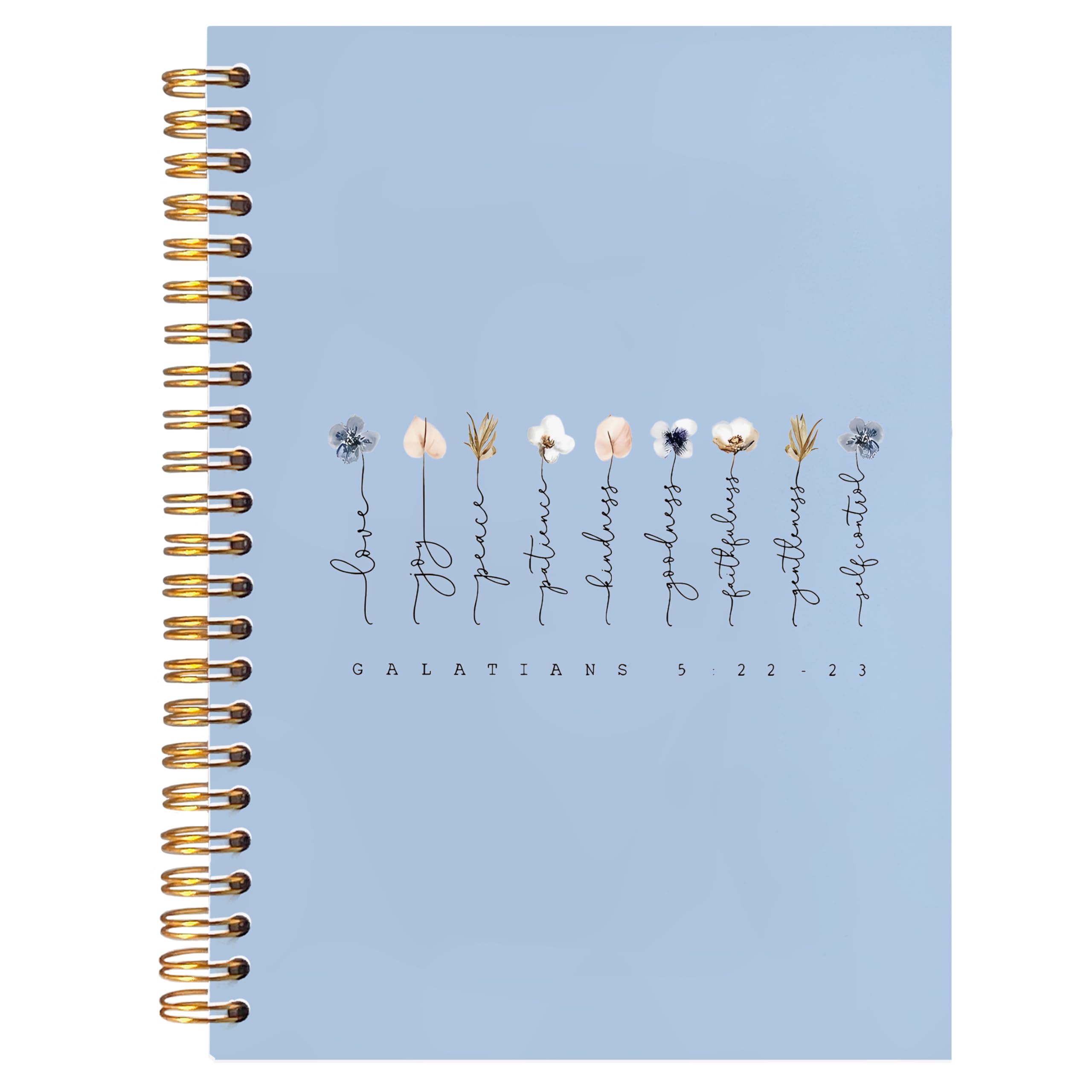 Bearcake Boho Floral Christian Notebook Journal,Bible 5:22-23 Christian Gifts For Women, Spiral Bible Notebooks For Note Taking,